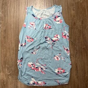 Floral Blue maternity and nursing Tank Top